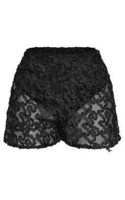 Outlet PrettyLittleThing Petite Textured Woven Shorts Black