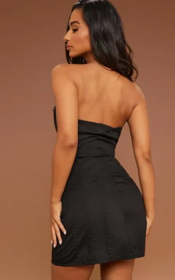 Sale PrettyLittleThing Petite Tie Front Heart Buckle Detail Corset Top Black