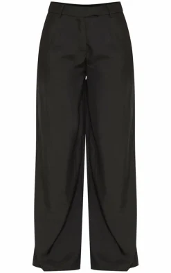 Petite Black Woven Tailored Wide Leg Pants