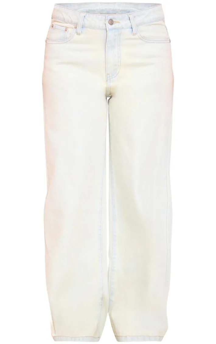 Petite Bleach Wash Denim Straight Leg Jeans