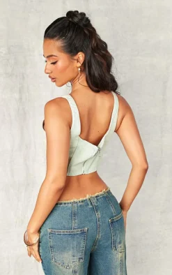 PrettyLittleThing Corsets*Petite Denim Seam Detail Corset
