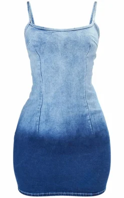 Petite Denim Strappy Bodycon Dress-PrettyLittleThing Best