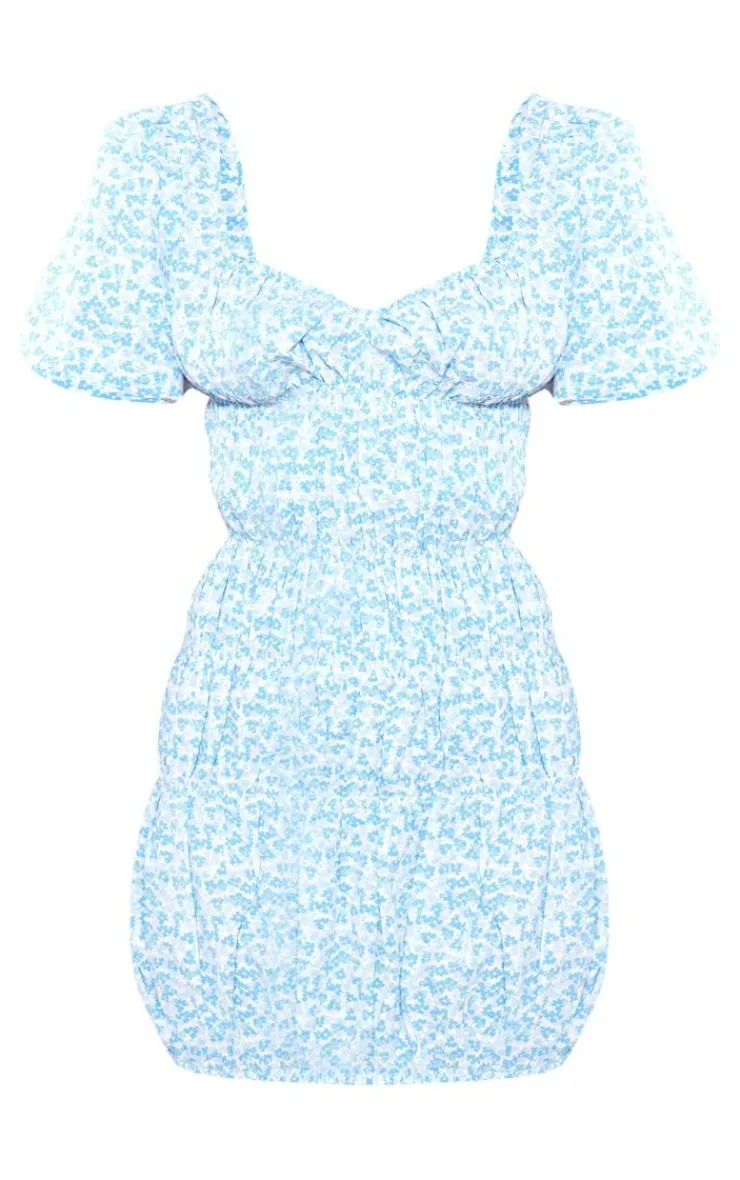 Petite Floral Puff Sleeve Mini Dress-PrettyLittleThing Sale