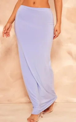 Online PrettyLittleThing Petite Low Waist Slinky Maxi Skirt Blue