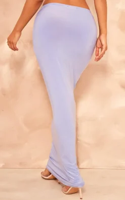Online PrettyLittleThing Petite Low Waist Slinky Maxi Skirt Blue
