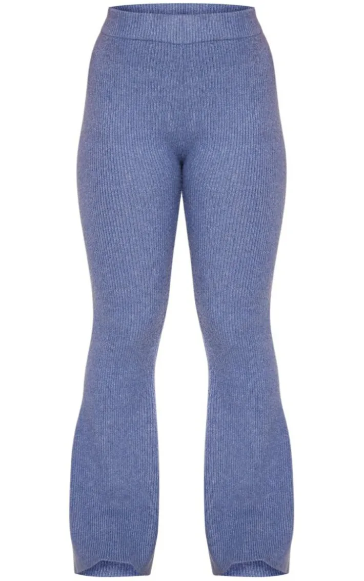 Petite Blue Luxe Knit Flared Pants