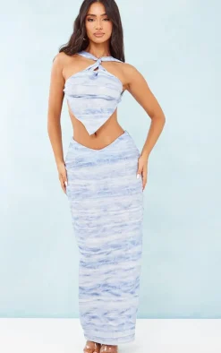 Outlet PrettyLittleThing Petite Ombre Midaxi Skirt Blue