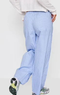 Petite Blue Pinstripe Woven Drawstring Waist Low Rise Pants