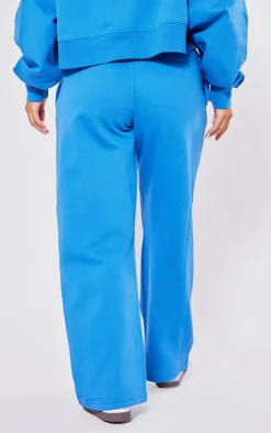 Online PrettyLittleThing Petite Premium Tonal Print Panelled Straight Leg Sweatpants Blue