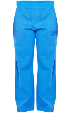 Online PrettyLittleThing Petite Premium Tonal Print Panelled Straight Leg Sweatpants Blue