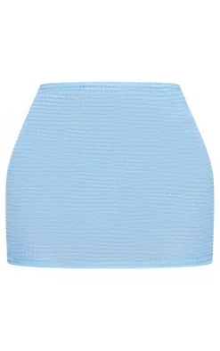 Discount PrettyLittleThing Petite Textured Bodycon Skirt Blue