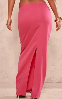 PrettyLittleThing Petite Low Waist Midaxi Skirt With Flower Detail Bright Pink