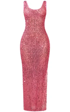 Petite Sequin Sheer Maxi Dress-PrettyLittleThing Clearance
