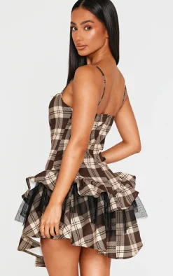 Petite Check Strappy Rara Mini Dress-PrettyLittleThing Discount