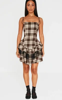 Petite Check Strappy Rara Mini Dress-PrettyLittleThing Discount