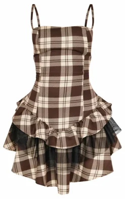 Petite Check Strappy Rara Mini Dress-PrettyLittleThing Discount