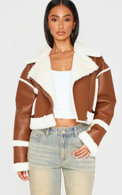 PrettyLittleThing Aviator Jackets*Petite Fur Trim Detail Aviator Jacket