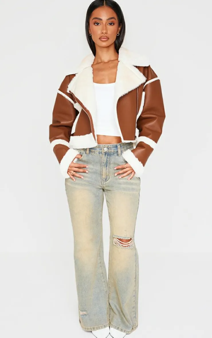 PrettyLittleThing Aviator Jackets*Petite Fur Trim Detail Aviator Jacket