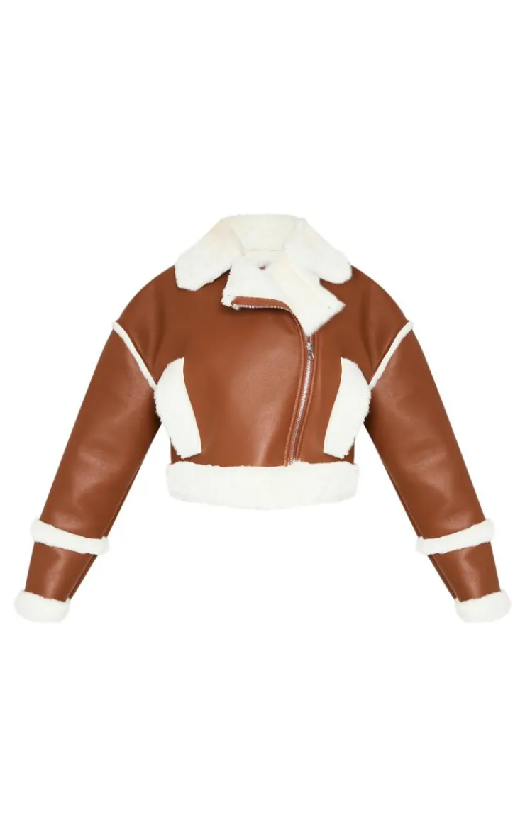 PrettyLittleThing Aviator Jackets*Petite Fur Trim Detail Aviator Jacket