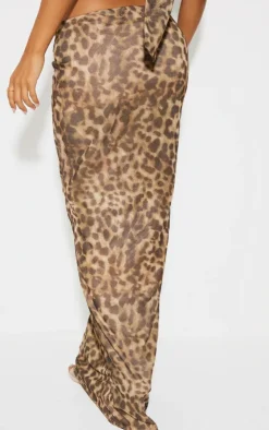 PrettyLittleThing Petite Leopard Maxi Skirt Brown