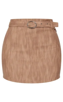 Outlet PrettyLittleThing Petite Woven Micro Mini Skirt Brown