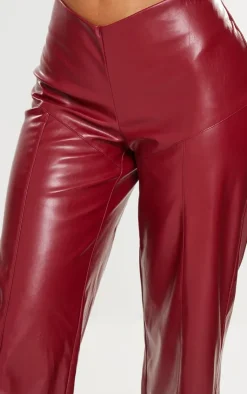Petite Dipped Front Waist Faux Leather Pants-PrettyLittleThing Online