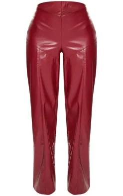 Petite Dipped Front Waist Faux Leather Pants-PrettyLittleThing Online