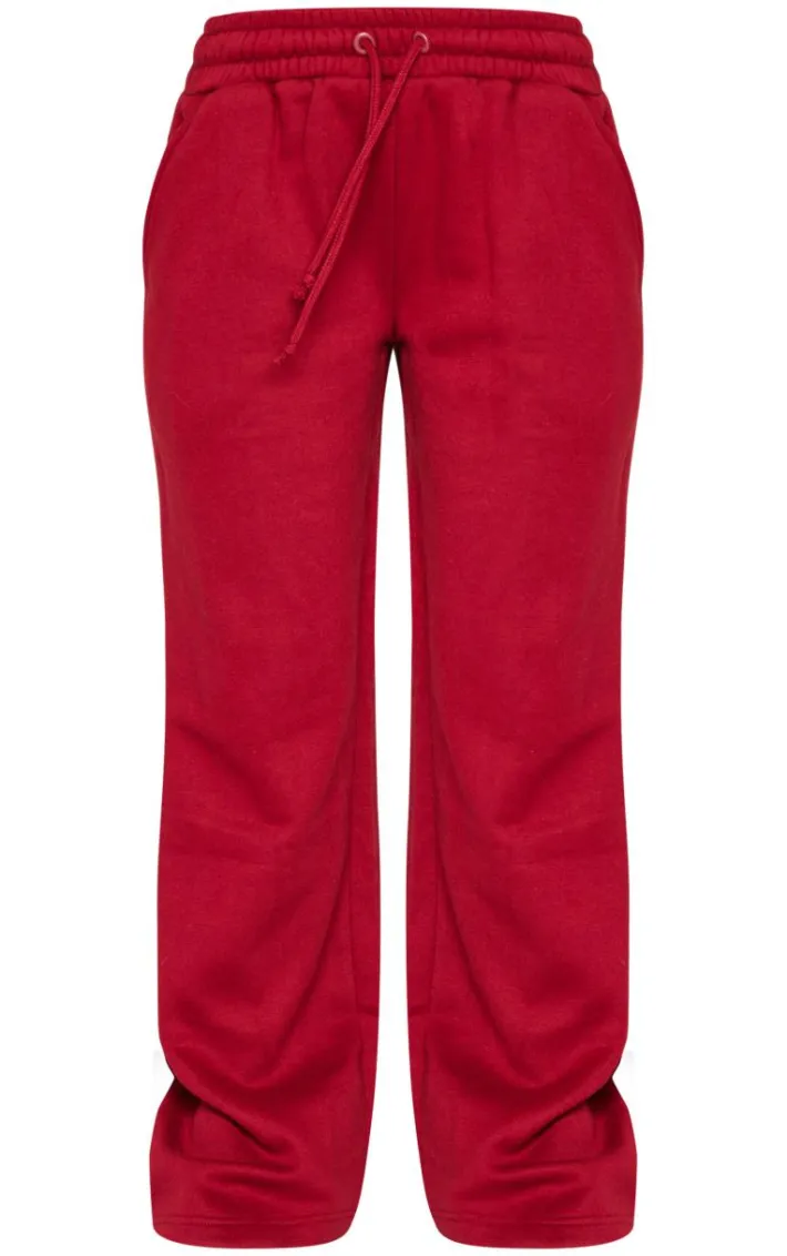 Petite Burgundy Low Waist Wide Leg Sweatpants