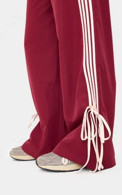 Petite Burgundy Shell Bow Detail Track Pants
