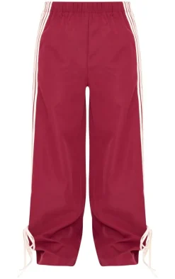 Petite Burgundy Shell Bow Detail Track Pants
