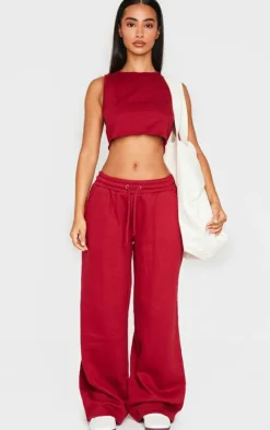 Best PrettyLittleThing Petite Sleeveless Raw Edge Tank Top Burgundy