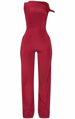 Petite Slinky Twist Shoulder Wide Leg Jumpsuit-PrettyLittleThing Discount