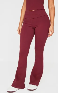 New PrettyLittleThing Petite Snatched Sculpt Foldover Pants Burgundy
