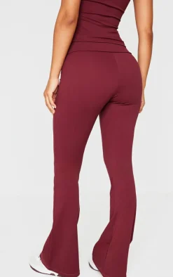 New PrettyLittleThing Petite Snatched Sculpt Foldover Pants Burgundy