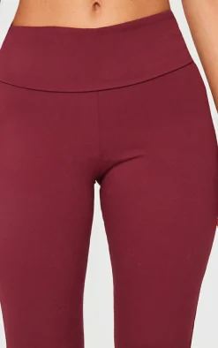 New PrettyLittleThing Petite Snatched Sculpt Foldover Pants Burgundy