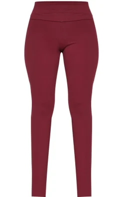 New PrettyLittleThing Petite Snatched Sculpt Foldover Pants Burgundy
