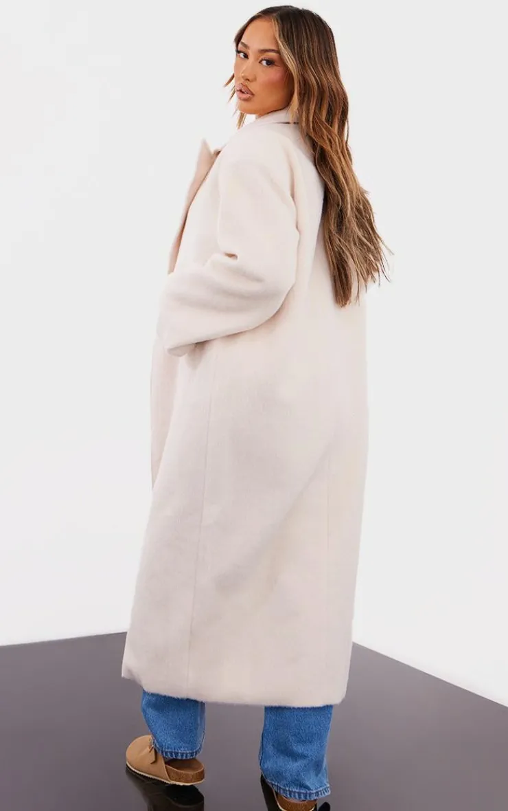 PrettyLittleThing Wool Coats*Petite Brushed Wool Look Oversized Drop Shoulder Coat