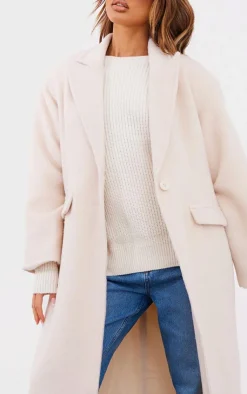 PrettyLittleThing Wool Coats*Petite Brushed Wool Look Oversized Drop Shoulder Coat
