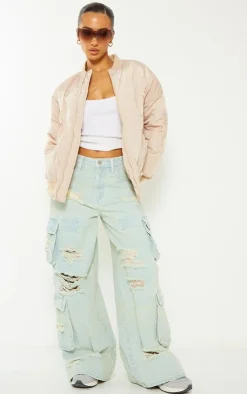 PrettyLittleThing Bomber Jackets*Petite Oversized Zip Up Bomber Jacket