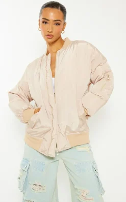 PrettyLittleThing Bomber Jackets*Petite Oversized Zip Up Bomber Jacket