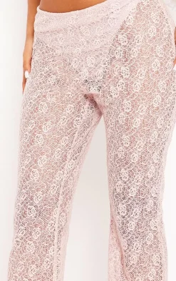 Discount PrettyLittleThing Petite Lace Pants Candy Pink