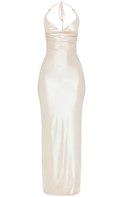 Petite Metallic Cowl Neck Maxi Dress-PrettyLittleThing Best