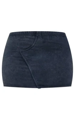 PrettyLittleThing Petite Acid Wash Micro Mini Skirt Charcoal