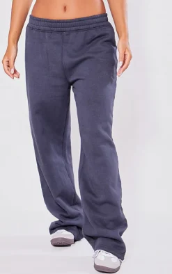 Online PrettyLittleThing Petite Acid Wash Elasticated Wide Leg Sweatpants Charcoal