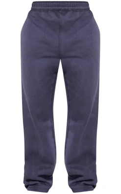 Online PrettyLittleThing Petite Acid Wash Elasticated Wide Leg Sweatpants Charcoal