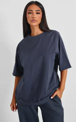 Hot PrettyLittleThing Petite Oversized T-shirt Charcoal