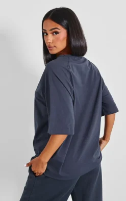 Hot PrettyLittleThing Petite Oversized T-shirt Charcoal