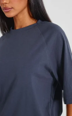 Hot PrettyLittleThing Petite Oversized T-shirt Charcoal