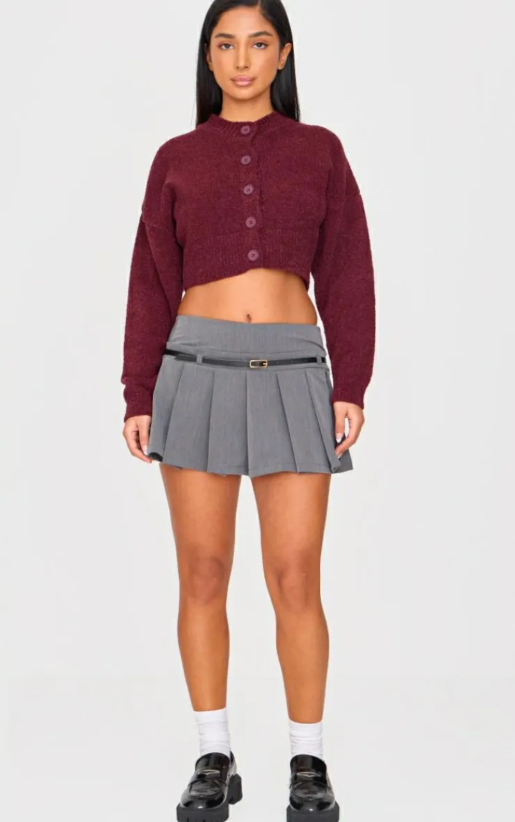 PrettyLittleThing Thanksgiving Outfits*Petite Pleated Belted Micro Mini Skirt