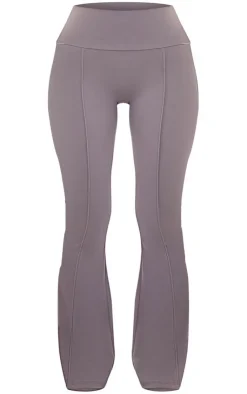 Clearance PrettyLittleThing Petite Snatched Sculpt Seam Detail Flared Pants Charcoal